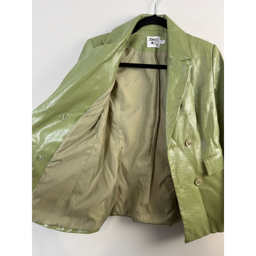 Princess Polly Green Croc Embossed Jacket Women's Size 0 Faux Leather - Picture 4 of 12